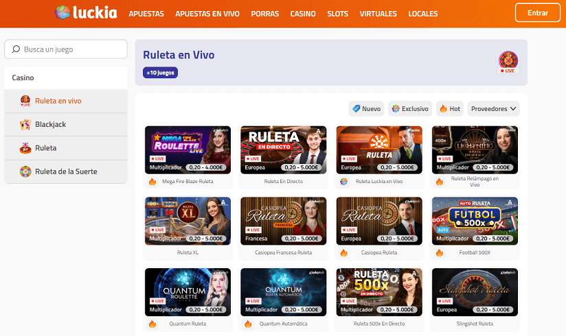 Ruleta en vivo luckia