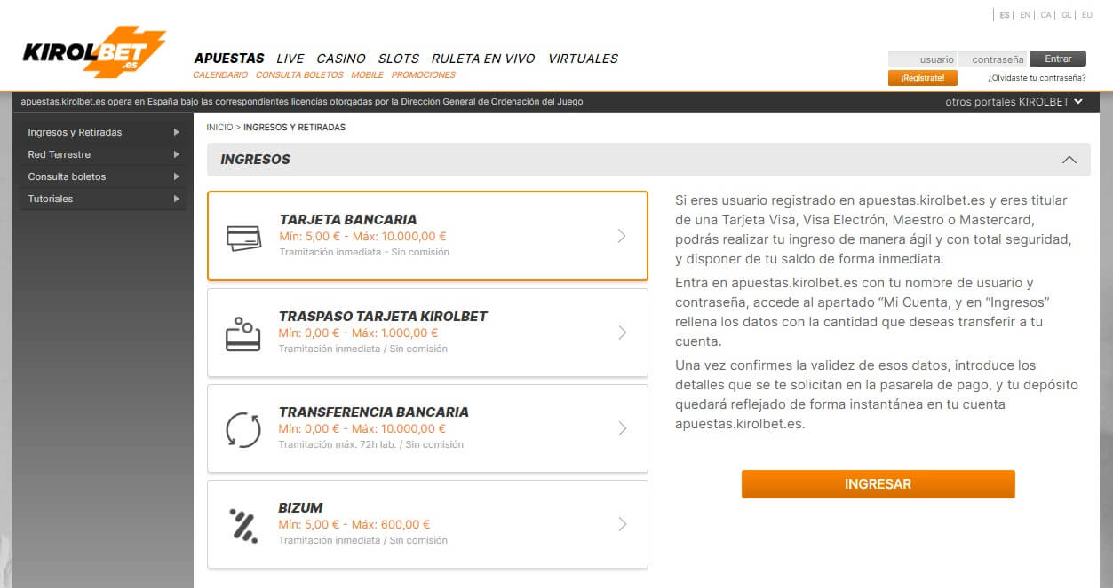 depósitos de kirolbet